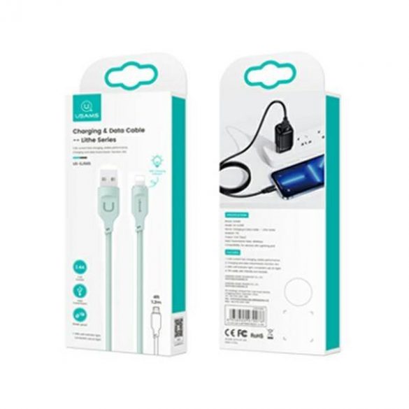 USAMS Kabel Lightning Încărcare rapidă 2,4A Seria Lithe 1,2m zielony/verde SJ565USB04 (US-SJ565)