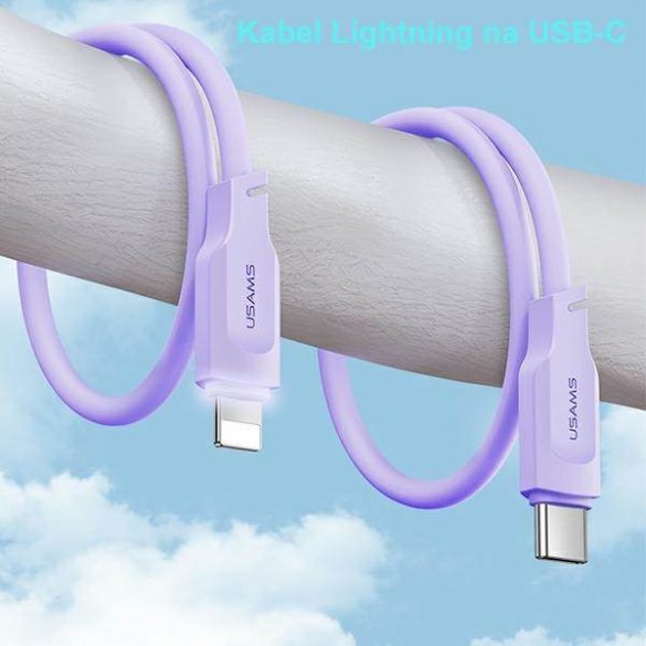 USAMS Kabel USB-C și Lightning PD Încărcare rapidă Lithe Series 1,2m 20W czarny/negru SJ566USB01 (US-SJ566)