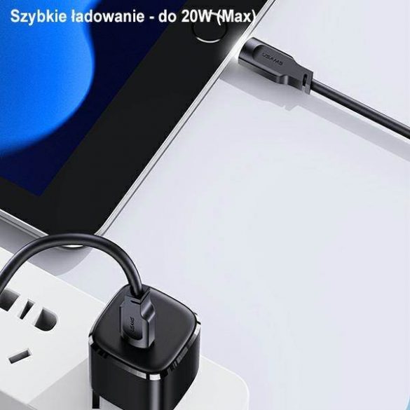 USAMS Kabel USB-C și Lightning PD Încărcare rapidă Lithe Series 1,2m 20W czarny/negru SJ566USB01 (US-SJ566)