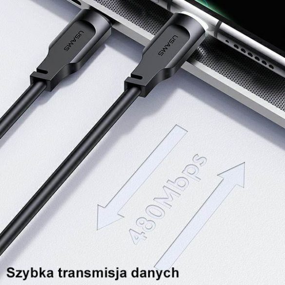 USAMS Kabel USB-C și USB-C PD Încărcare rapidă 1,2m 100W Seria Lithe czarny/negru SJ567USB01(US-SJ567)