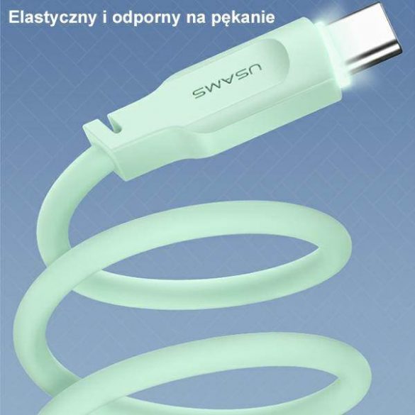 USAMS Kabel USB-C și USB-C PD Încărcare rapidă 1,2m 100W Seria Lithe zielony/verde SJ567USB04 (US-SJ567)