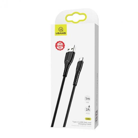 USAMS Kabel U35 USB-C 2A Încărcare rapidă 1m czarny/negru SJ366USB01 (US-SJ366)