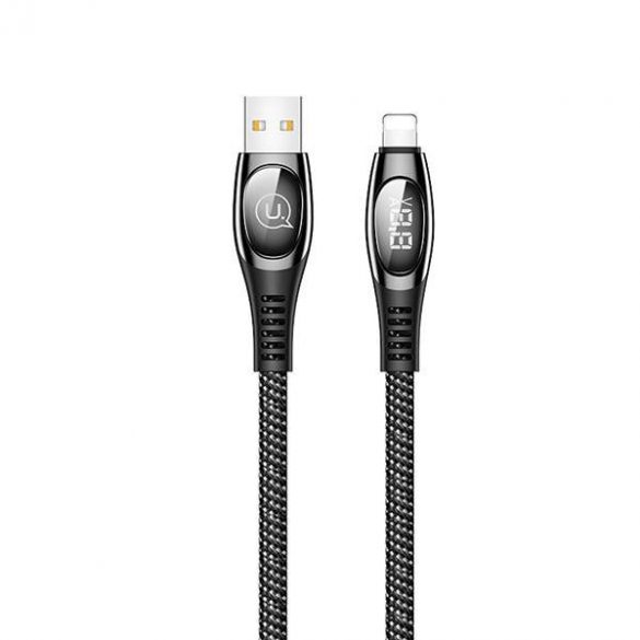 USAMS Kabel pleciony U36 lightning 1,2m 2A LED încărcare rapidă czarny/negru SJ368USB01 (US-SJ368)