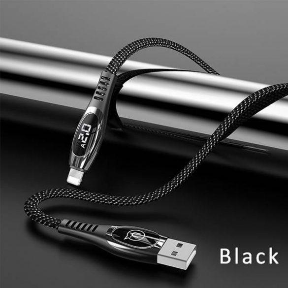 USAMS Kabel pleciony U36 lightning 1,2m 2A LED încărcare rapidă czarny/negru SJ368USB01 (US-SJ368)