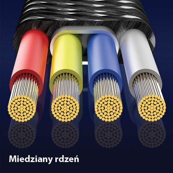 USAMS Kabel pleciony U36 lightning 1,2m 2A LED încărcare rapidă czarny/negru SJ368USB01 (US-SJ368)