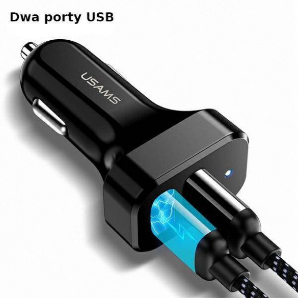 USAMS Ład. sam. 2xUSB C13 2,1A czarny/negru (doar cap) CC87TC01