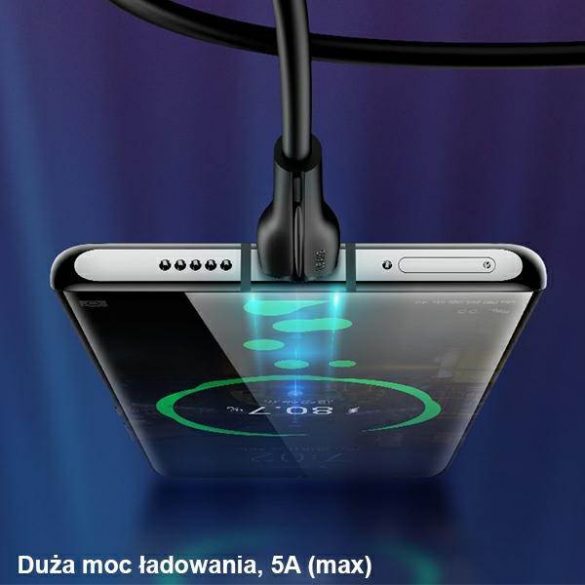 USAMS Kabel U38 USB-C 5A Încărcare rapidă OPPO/HUAWEI 1m czarny/negru SJ376USB01 (US-SJ376)