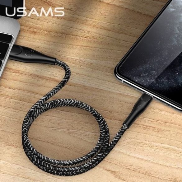 USAMS Kabel pleciony U41 lightning 1m 2A czarny/negru SJ391USB01 (US-SJ391) Încărcare rapidă