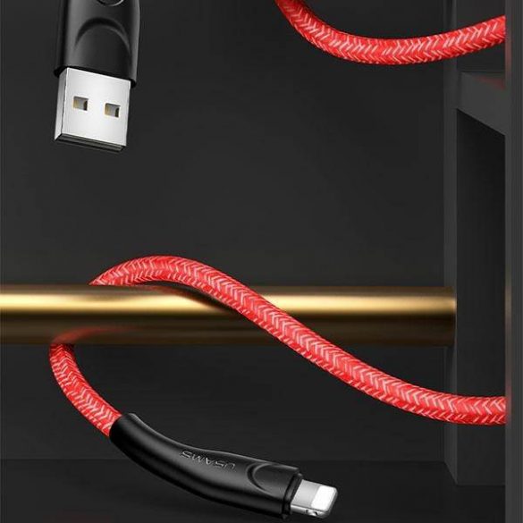 USAMS Kabel pleciony U41 lightning 1m 2A czerwony/roșu SJ391USB02 (US-SJ391) Încărcare rapidă