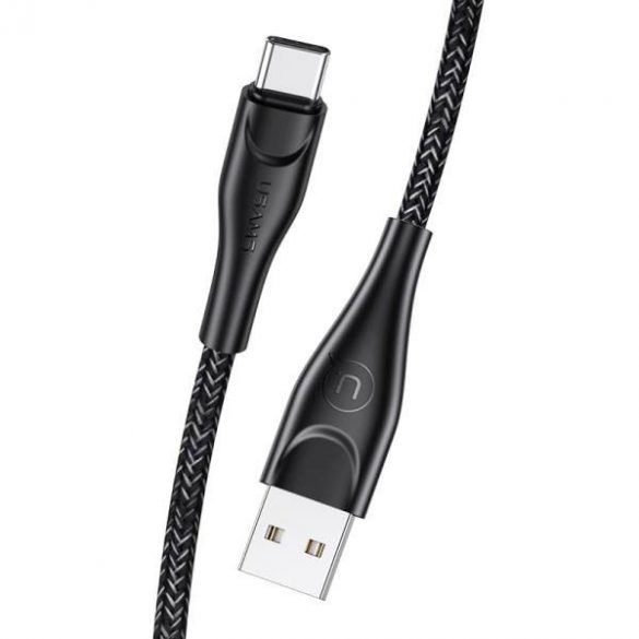 USAMS cablu împletit U41 USB-C 1m 2A negru/negru SJ392USB01 (US-SJ392) Încărcare rapidă