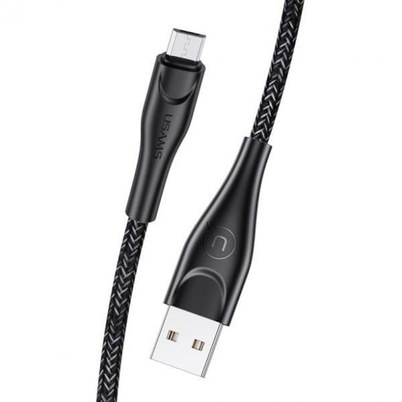 USAMS Kabel pleciony U41 microUSB 1m 2A czarny/negru SJ393USB01 (US-SJ393) Încărcare rapidă