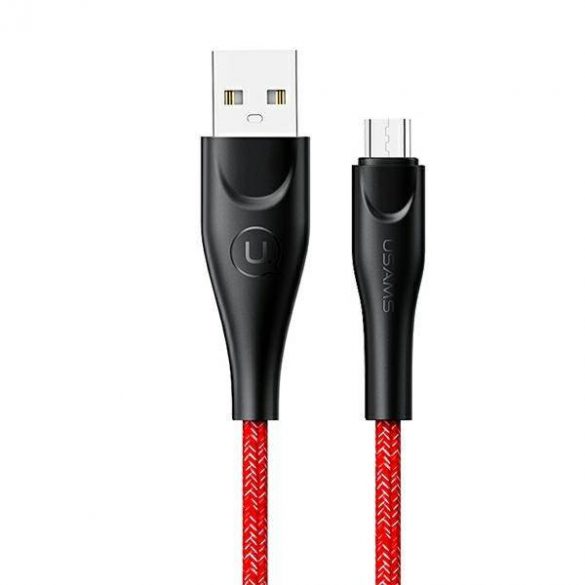 USAMS Kabel pleciony U41 microUSB 1m 2A czerwony/roșu SJ393USB02 (US-SJ393) Încărcare rapidă