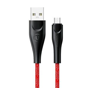 USAMS Kabel pleciony U41 microUSB 2m 2A czerwony/roșu SJ396USB02 (US-SJ396) Încărcare rapidă