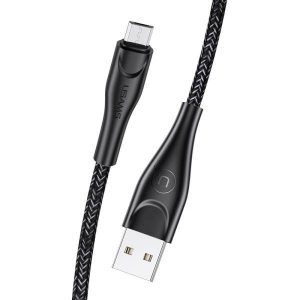 USAMS Kabel pleciony U41 microUSB 3m 2A czarny/negru SJ399USB01 (US-SJ399) Încărcare rapidă