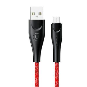 USAMS cablu împletit U41 microUSB 3m 2A roșu/roșu SJ399USB02 (US-SJ399) încărcare rapidă