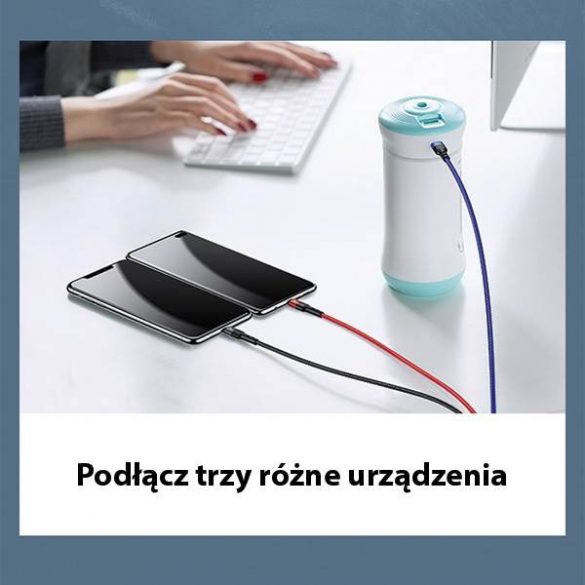 USAMS Kabel pleciony U26 3w1 0,35m 2A Încărcare rapidă (fulger/microUSB/USB-C) SJ410USB01 (US-SJ410)