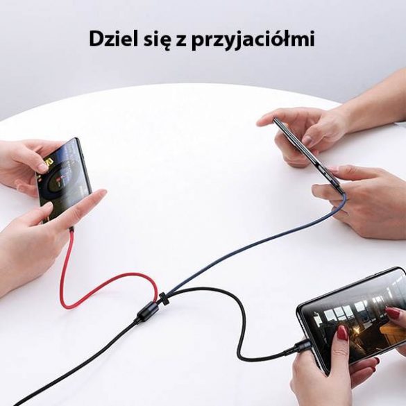 USAMS Kabel pleciony U26 3w1 0,35m 2A Încărcare rapidă (fulger/microUSB/USB-C) SJ410USB01 (US-SJ410)