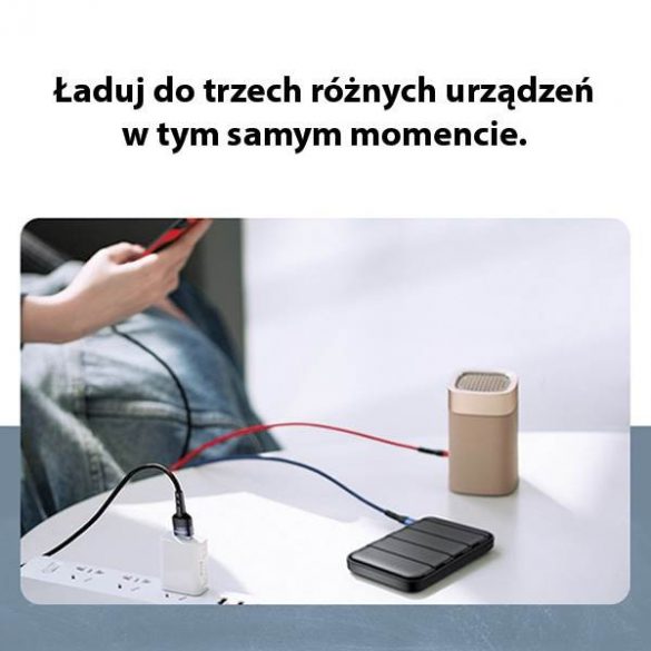 USAMS Kabel pleciony U26 3w1 3m 2A Încărcare rapidă (fulger/microUSB/USB-C) SJ412USB01 (US-SJ412)