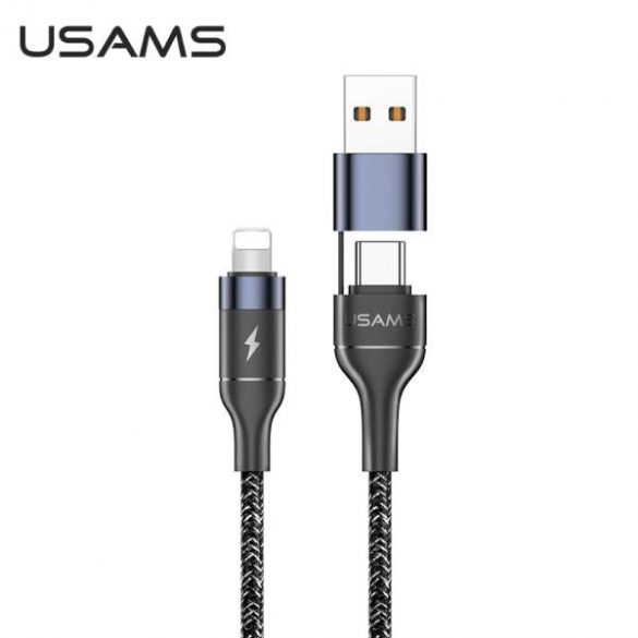 USAMS Kabel pleciony U31 USB-C/USB cu Lightning 30W PD Fast Charge czarny/negru SJ404USB01 (US-SJ404)