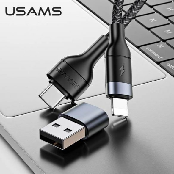 USAMS Kabel pleciony U31 USB-C/USB cu Lightning 30W PD Fast Charge czarny/negru SJ404USB01 (US-SJ404)