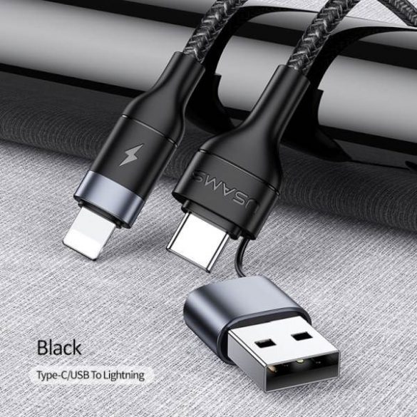 USAMS Kabel pleciony U31 USB-C/USB cu Lightning 30W PD Fast Charge czarny/negru SJ404USB01 (US-SJ404)