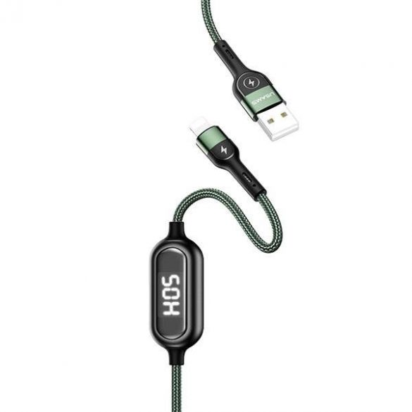 USAMS Kabel pleciony U48 lightning 1,2m 2A LED cu încărcare rapidă zielony/verde SJ423USB02 (US-SJ423)