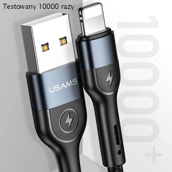 USAMS Kabel pleciony U48 lightning 1,2m 2A LED cu încărcare rapidă zielony/verde SJ423USB02 (US-SJ423)