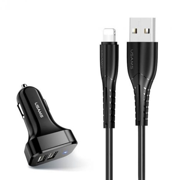 USAMS Ład. sam. 2xUSB C13 2,1A lightning czarny/negru NTU35LC13TZ