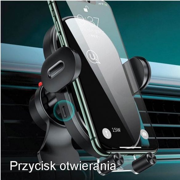 USAMS Suport cu inducție US-CD132 15W automat pentru grilă negru/negru CD132ZJ01