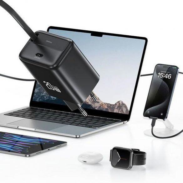 USAMS Ład. siec. 1xUSB-C cu cablu USB-C Retractabil PD+QC 20W Gan Încărcare rapidă biały/alb Seria YC CC233TC02 (US-CC233)