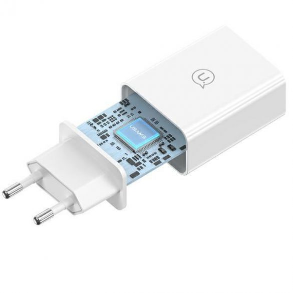 USAMS SCXLTZ03 Încărcător de curent alternativ din seria SC cu conexiune 1xUSB-A și cablu USB-A - Lightning 18W - alb