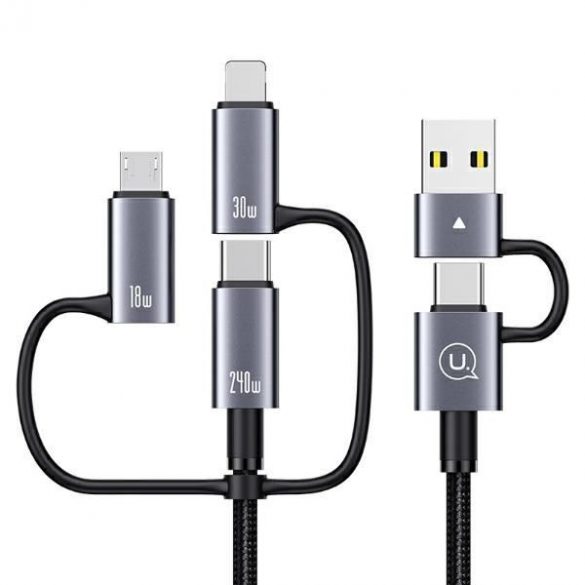 USAMS SJ737 Sufeng Series Cablu USB-A/Type-C - Type-C/Lightning/microUSB 240W 1.2m - gri