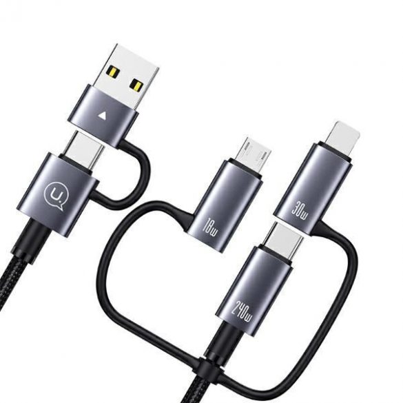 USAMS SJ737 Sufeng Series Cablu USB-A/Type-C - Type-C/Lightning/microUSB 240W 1.2m - gri