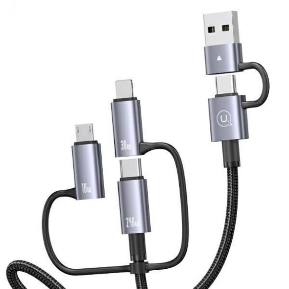 USAMS SJ737 Sufeng Series Cablu USB-A/Type-C - Type-C/Lightning/microUSB 240W 1.2m - gri