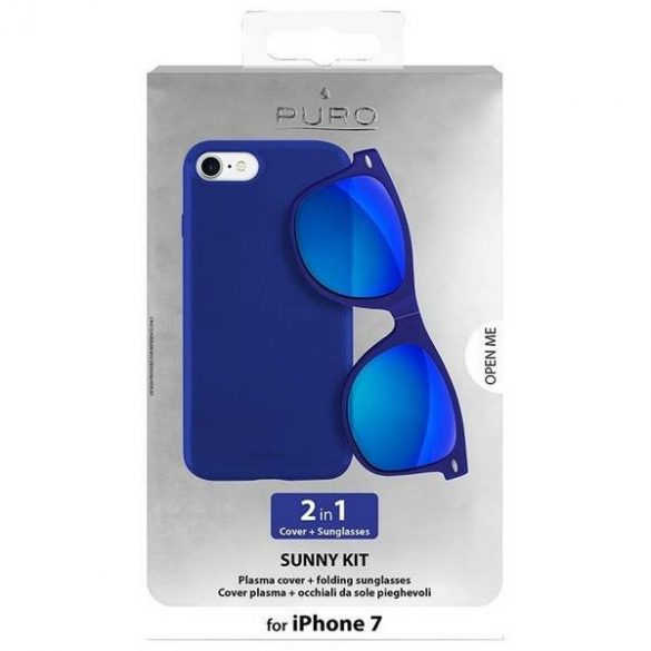 Puro Sunny Kit pentru iPhone 7/8 + okulary SE 2020 / SE 2022 niebieski/blue IPC747SUNNYKIT1BLUE husă