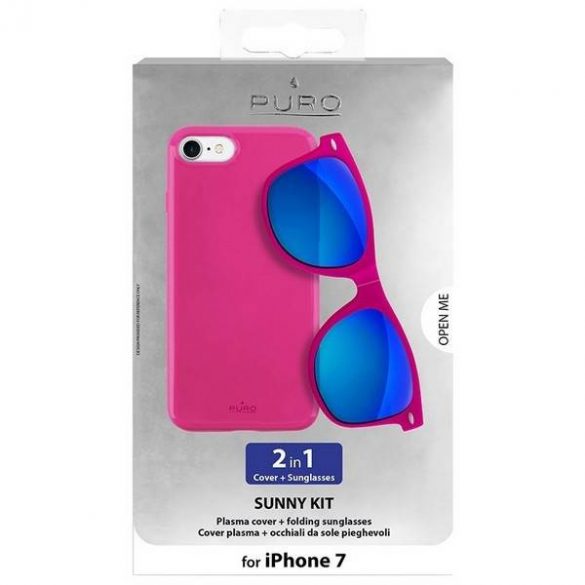 Puro Sunny Kit pentru iPhone 7/8 + okulary SE 2020 / SE 2022 rożowy/roz Husă IPC747SUNNYKIT1PNK