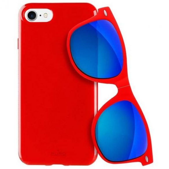 Puro Sunny Kit pentru iPhone 7/8 + okulary SE 2020 / SE 2022 czerwony/red husa IPC747SUNNYKIT1RED