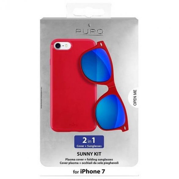 Puro Sunny Kit pentru iPhone 7/8 + okulary SE 2020 / SE 2022 czerwony/red husa IPC747SUNNYKIT1RED