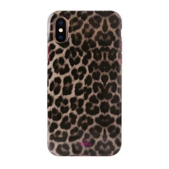 Husă Puro Glam Leopard iPhone Xs/X rożowy/roz Husă ediție limitată IPCXCLEO2PNK