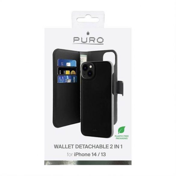 Portofel Puro iPhone 14 Plus / 15 Plus detasabil 6,7" 2w1 czarne/negru IPC1467BOOKC3BLK