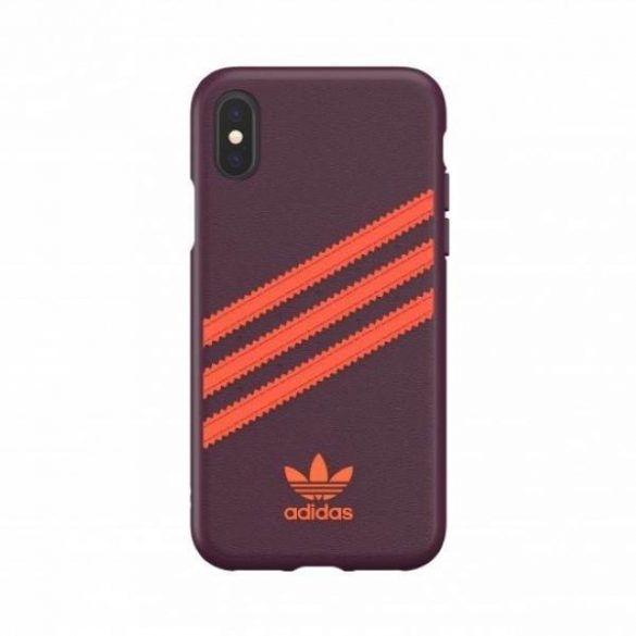 Husă Adidas OR din PU pentru iPhone X/XS bordowo-pomarańczowy/maro-portocaliu 40561