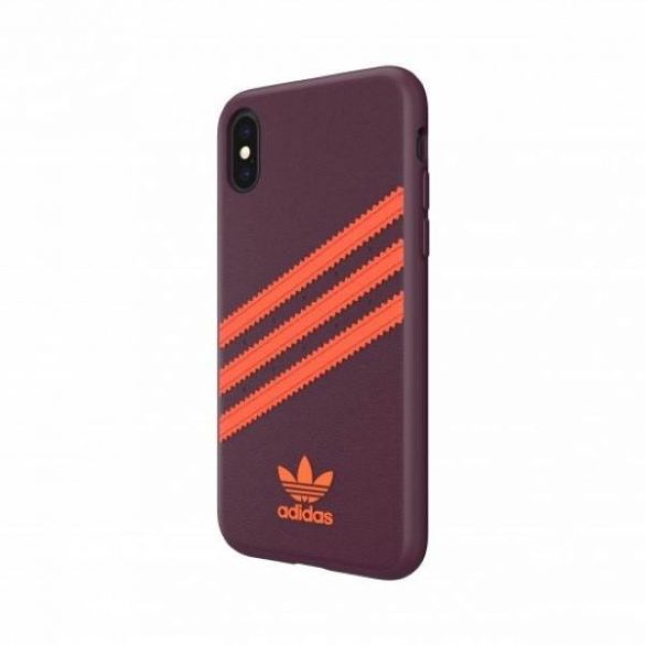 Husă Adidas OR din PU pentru iPhone X/XS bordowo-pomarańczowy/maro-portocaliu 40561