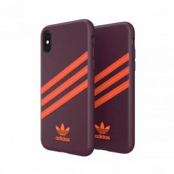 Husă Adidas OR din PU pentru iPhone X/XS bordowo-pomarańczowy/maro-portocaliu 40561