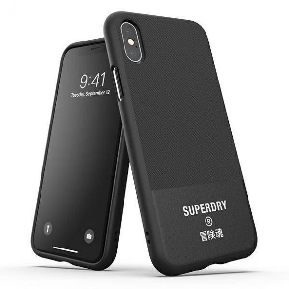 Husă SuperDry pentru iPhone X/Xs din pânză turnată husă 41544 neagră/czarny