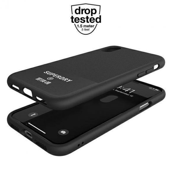 Husă SuperDry pentru iPhone X/Xs din pânză turnată husă 41544 neagră/czarny