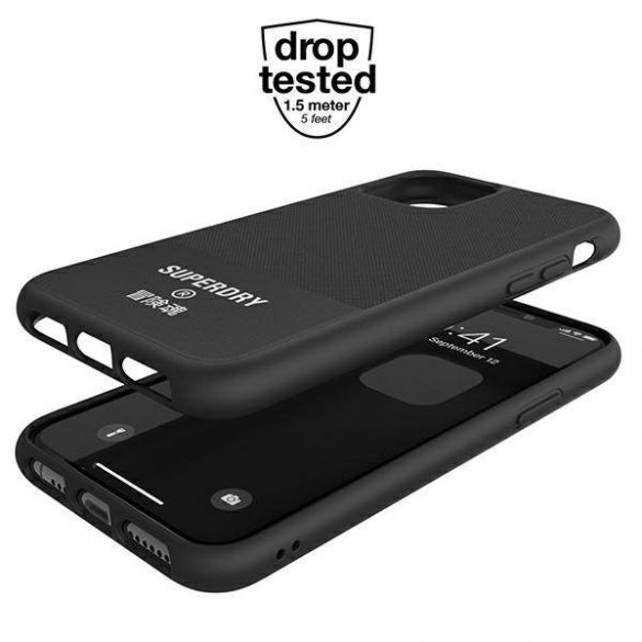 Husă SuperDry pentru iPhone 11 Pro din pânză mulata husă 41548 neagră/czarny