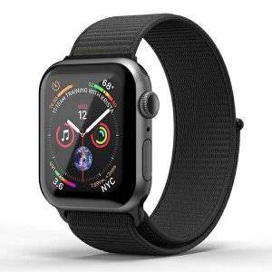 Curea de ceas SuperDry Apple Watch 38/40/41 mm Seria 4/5/6/7/8/SE/SE 2 Nylon Weave czarny/negru 41673