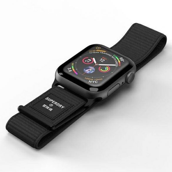 Curea de ceas SuperDry Apple Watch 38/40/41 mm Seria 4/5/6/7/8/SE/SE 2 Nylon Weave czarny/negru 41673