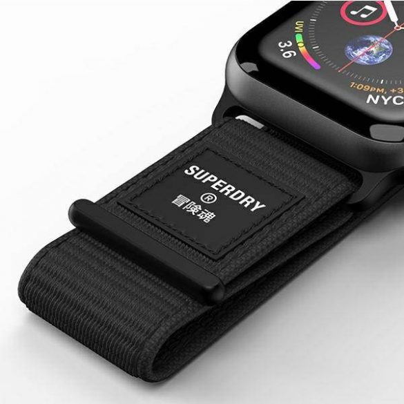 Curea de ceas SuperDry Apple Watch 38/40/41 mm Seria 4/5/6/7/8/SE/SE 2 Nylon Weave czarny/negru 41673