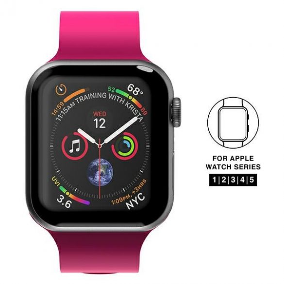 Curea de ceas SuperDry Apple Watch 42/44/45 /49 mm Seria 4/5/6/7/8/SE/SE2/Ultra/Ultra 2 Silicon rożowy/roz 41680